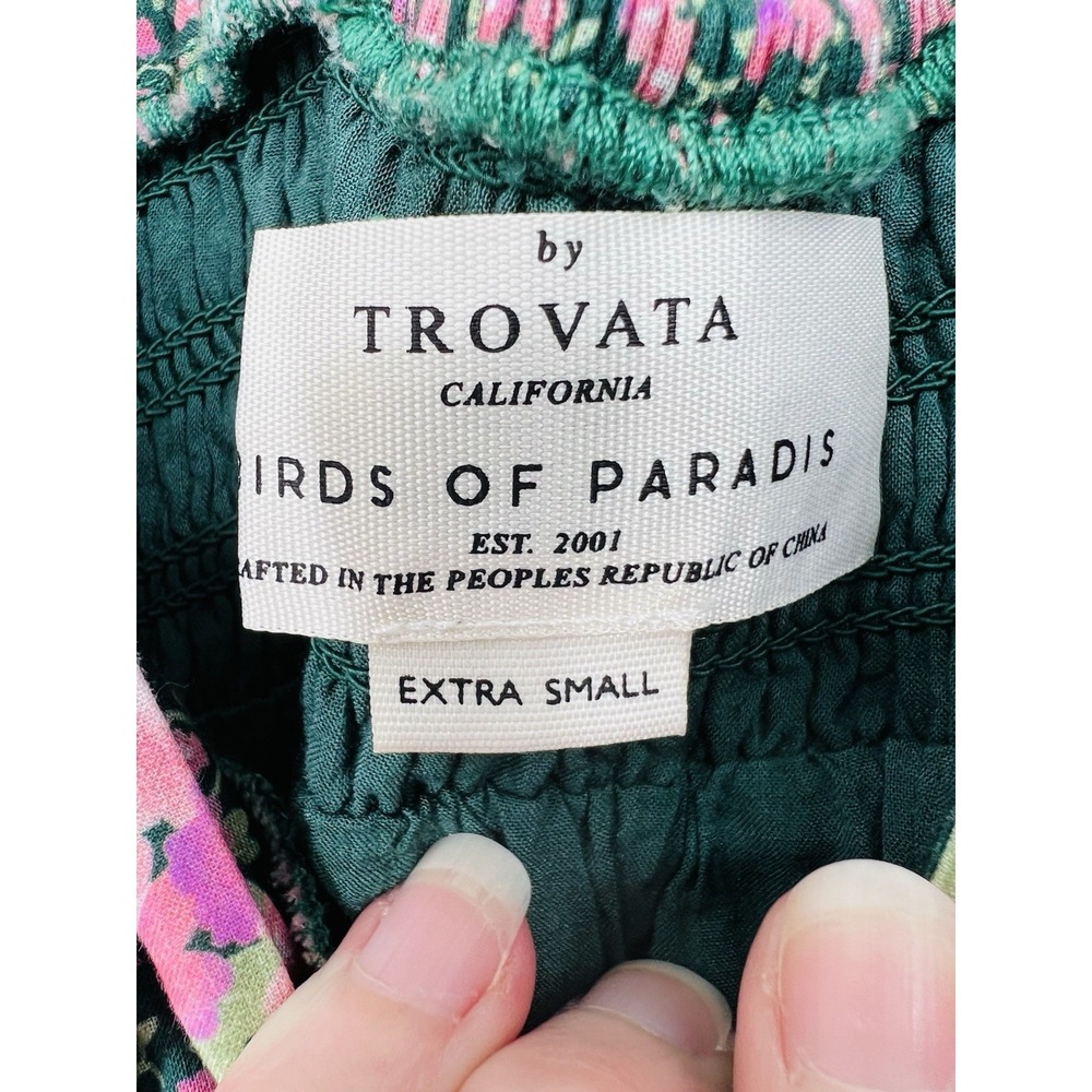Travota Birds Of Paradise Nellie Dress "Sweet Melba" Midi Green/Pink Floral XS - Picture 7 of 12